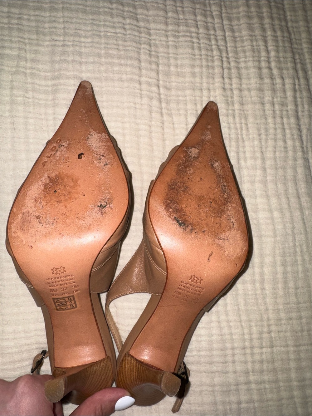 Chic Aldo Nude Slingback Heels – Elegant Pointed Toe Statement Pumps - Picture 6 of 7